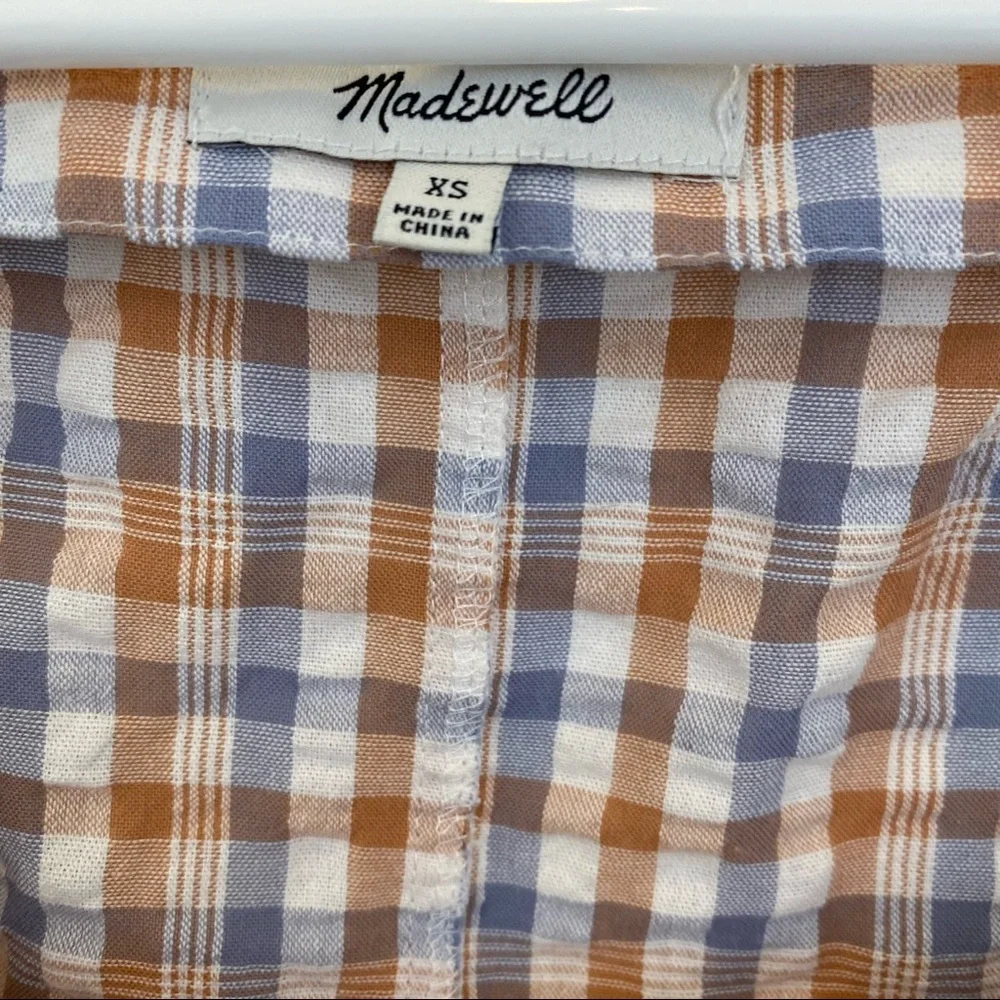Madewell Gingham Seersucker Ruffle Sleeve Top - Picture 7 of 8